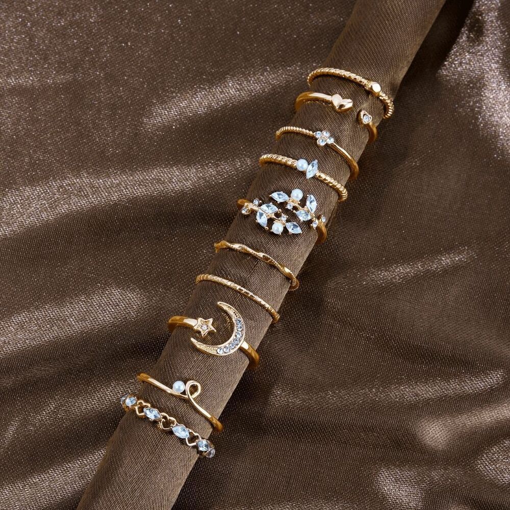 Boho Layer Stackable Diamond Rings - 10 Piece - Picture 2 of 8